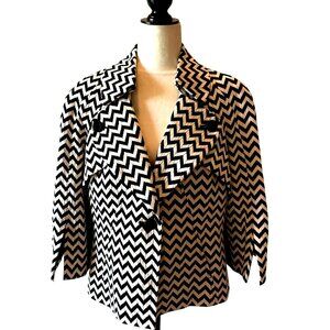 Nine West Black White Blazer Jacket Women Size 12 Office Business Travel Comfy